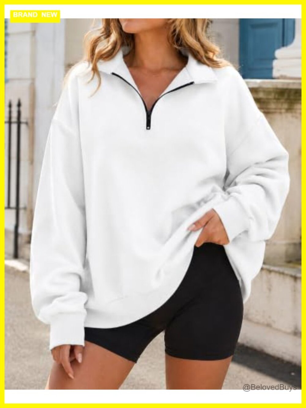 Womens Oversized Half Zip Sweatshirt Casual Long Sleeve Hoodie